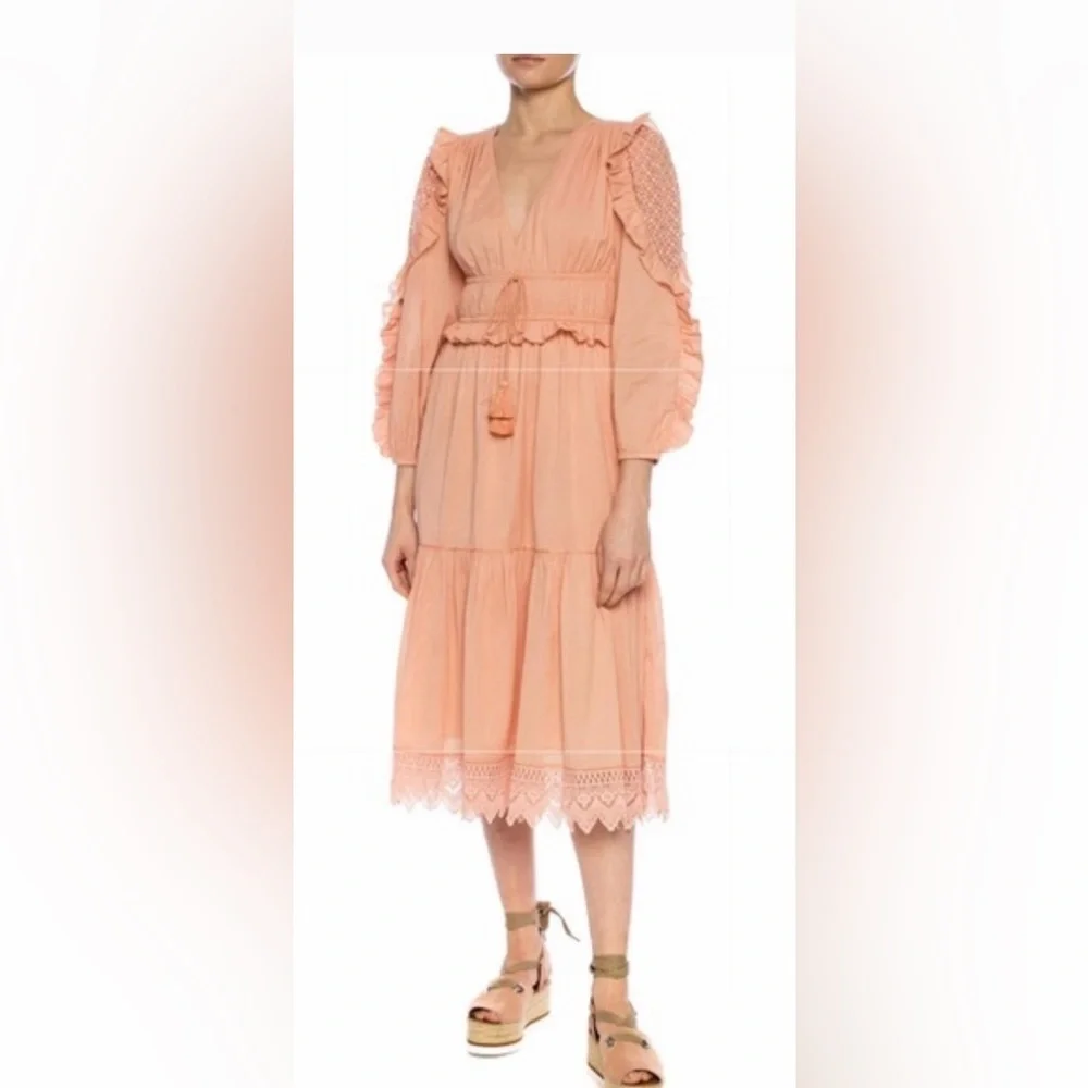 Ulla Johnson Sheila Embroidered Dress Pinkish-Peach 33386 - Picture 3 of 16